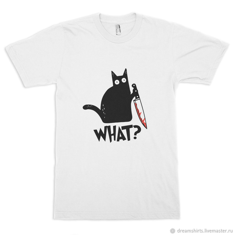 Футболка с принтом \"What?\" в интернет-магазине Ярмарка Мастеров по цене ...