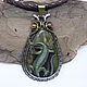 Pendant with painting on natural jasper Magic lizard, Pendant, Moscow,  Фото №1