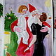 Watercolor drawing "Mommy kisses Santa" The New Yorker 1939, Pictures, St. Petersburg,  Фото №1