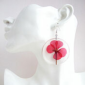 Украшения handmade. Livemaster - original item Earrings Red Geranium flowers rustic Boho resin Jewelry. Handmade.