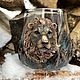 Lion Whiskey glass with pomegranate
