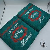 Подарок на Новый год Махровое полотенце с вышивкой надписи