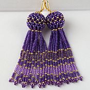 Украшения handmade. Livemaster - original item Earrings tassel beaded purple. Handmade.