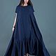 Blue, summer, loose A-line dress - DR0760CT, Dresses, Sofia,  Фото №1