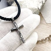 Крест из дерева и серебра с Николаем Чудотворцем. Православный крест