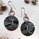 Серьги с яшмой Древо Жизни. Wire wrap, серьги из проволоки, Серьги классические, Орел,  Фото №1