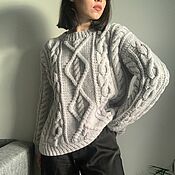 Одежда handmade. Livemaster - original item Jerseys: Women`s knitted oversize sweater in steel color in stock. Handmade.