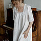 Darling White Long Linen Nightgown, Nightdress, Moscow,  Фото №1