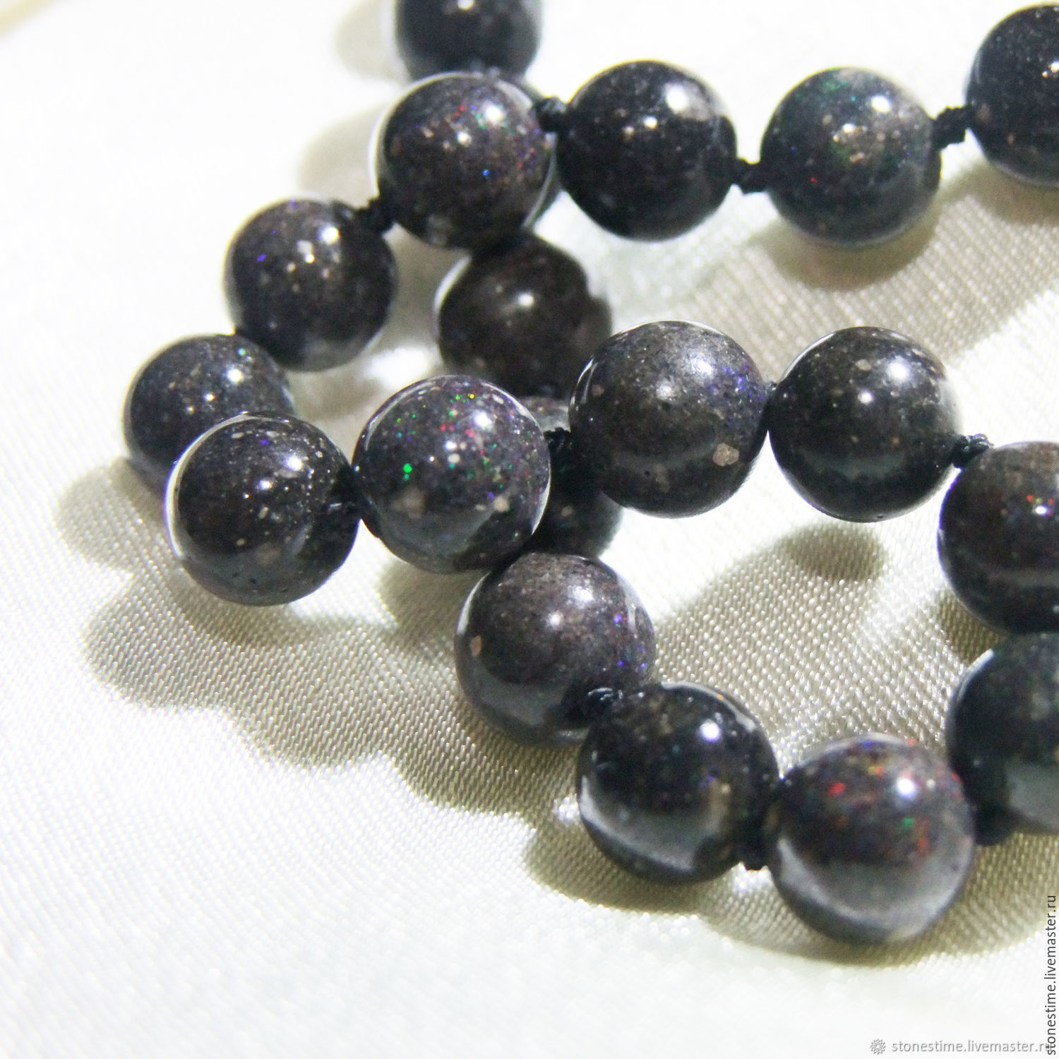 ЧЕРНЫЙ ОПАЛ австралийский бусины нить – купить на Ярмарке Мастеров ...