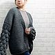 Кардиган  женский темно-синий или серый  вязаный спицами. Кардиганы. AccessoriesWool мягко и комфортно. Ярмарка Мастеров.  Фото №6