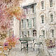 Painting 30h40 cm Courtyard (pink, gray, blue, Europe, city), Pictures, St. Petersburg,  Фото №1
