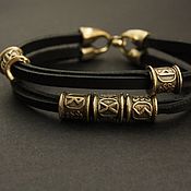 Украшения handmade. Livemaster - original item Leather bracelet with Runes. Handmade.