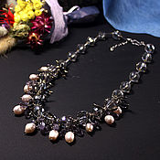Украшения handmade. Livemaster - original item Necklace with pearls and zircon 