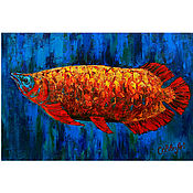 Картины и панно handmade. Livemaster - original item Oil painting goldfish fish painting carp. Handmade.