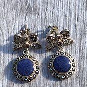 Винтаж handmade. Livemaster - original item Lapis lazuli earrings, 925 silver, Holland. Handmade.