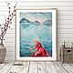 PAINTING OF A GIRL BY THE SEA, A GIRL IN A RED DRESS IN A BOAT. Pictures. orlovaalla. Online shopping on My Livemaster.  Фото №2