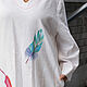 NATALINI Белое льняное платье в пол  с вышивкой Перья. Платья. natalini  Женская одежда. Ярмарка Мастеров.  Фото №6