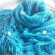 Sale -5% Big turquoise mohair shawl crochet with beads and fringe, Shawls, Ryazan,  Фото №1