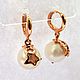 Earrings 'Thetis' - pearls, gold 585, Earrings, Moscow,  Фото №1