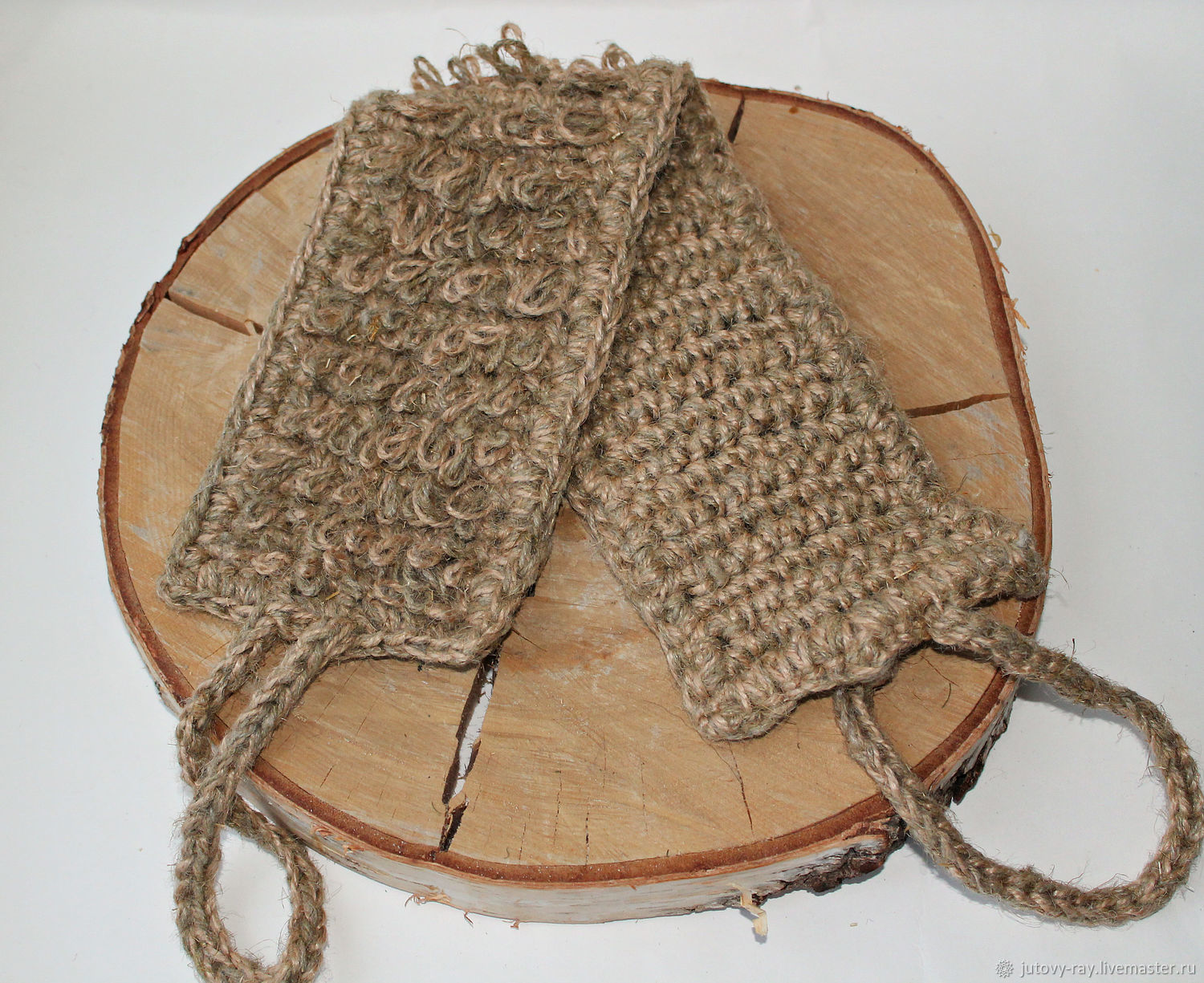 Double-sided washcloth made of hemp and jute 'Hemp jute', Washcloths, Vologda,  Фото №1