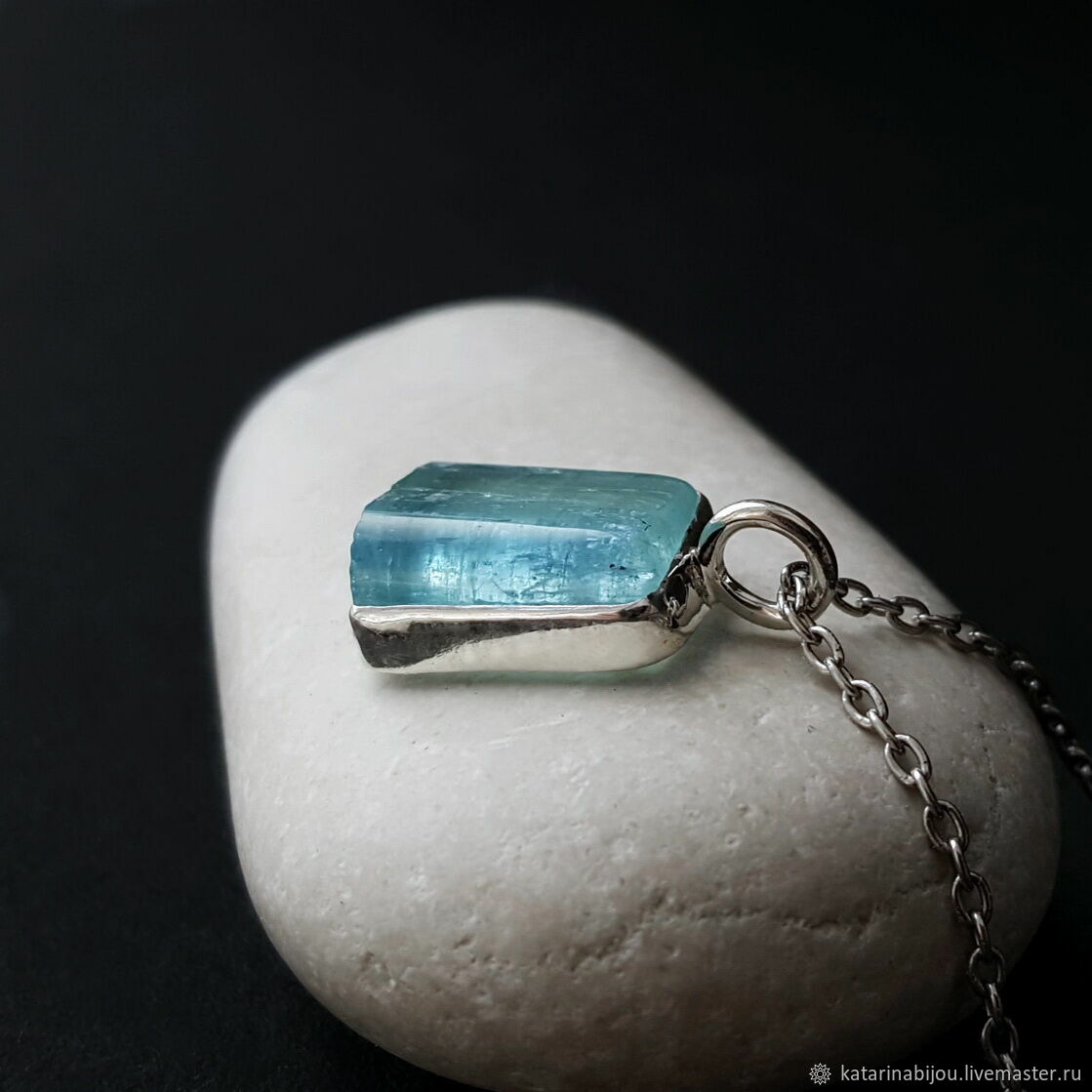 Silver pendant with aquamarine crystal, Pendant, ,  Фото №1