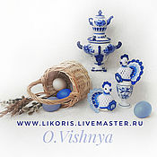 Сувениры и подарки handmade. Livemaster - original item EASTER. Knitting. Easter Chicken! Gzhel! (set - 2 pcs.). Handmade.