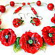 Necklace oval Magic poppies, Necklace, St. Petersburg,  Фото №1