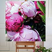 Картина маслом "Розовые пионы".Картина с цветами