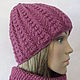 The set is knitted in cranberry color. Headwear Sets. Cozy corner (nadejdamoshkina). Online shopping on My Livemaster.  Фото №2