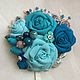 Order Brooch textile "Turquoise bouquet". Sokolova Julia, handmade jewelry. Livemaster. . Brooches Фото №3