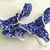 Одежда handmade. Livemaster - original item Blue flowered thong panties. Handmade.