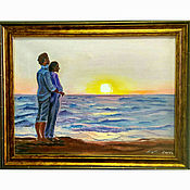 Картины и панно handmade. Livemaster - original item Painting a couple in love by the sea. Handmade.