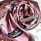 Винтаж: Розовый шелковый платок с перьями, Платки винтажные, Москва,  Фото №1