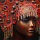 Красный (ПОД ЗАКАЗ). Кокошники. FREEONE ART SHOP. Интернет-магазин Ярмарка Мастеров.  Фото №2