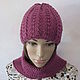 Order The set is knitted in cranberry color. Cozy corner (nadejdamoshkina). Livemaster. . Headwear Sets Фото №3