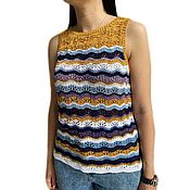 Одежда handmade. Livemaster - original item Summer Wave top in Missoni style, knitting needles, cotton. Handmade.