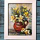 Order Daffodils and forget-me-nots oil painting. Vladyart. Livemaster. . Pictures Фото №3