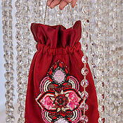 Сумки и аксессуары handmade. Livemaster - original item Red silk handbag with vintage embroidery. Handmade.