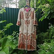 Платье в пол из льна "Русский лен"