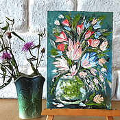 Картины и панно handmade. Livemaster - original item Wildflowers painting still life flowers, Bouquet floral small painting. Handmade.