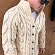 Men's knitted cardigan beige. Mens outerwear. SHAPAR - knitting clothes. My Livemaster. Фото №4