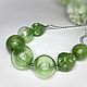 Green necklace made of blown beads .Lampwork, Necklace, Moscow,  Фото №1
