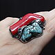 Ring turquoise coral silver 925 ALS0053, Rings, Yerevan,  Фото №1