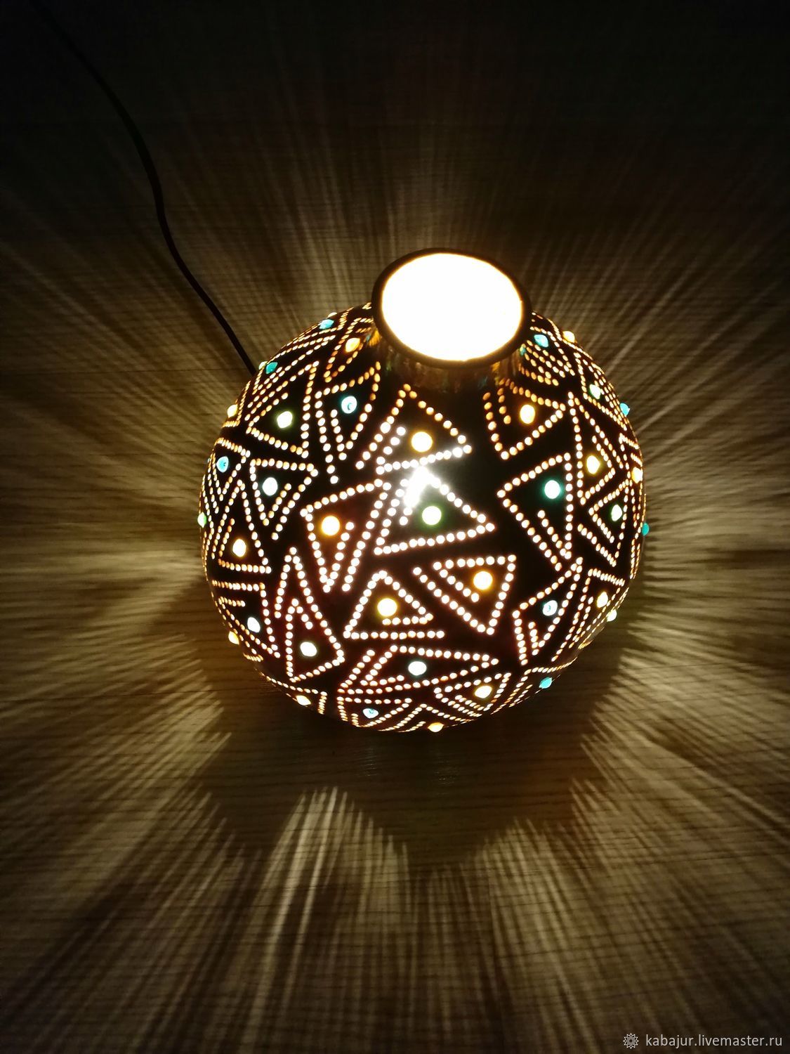  эко лампа с геометрическим узором, ночник этнический, Настольные лампы, Айдын,  Фото №1