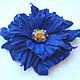 Leather flowers. Decoration brooch pin BLUE FANTASY. Brooches. Irina Vladi. My Livemaster. Фото №4