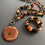 Украшения handmade. Livemaster - original item Jewelry set natural stones: long beads bracelet and ring. Handmade.
