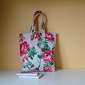 Сумки и аксессуары handmade. Livemaster - original item Beach Bag Cotton Shopper Bag with Large Flowers. Handmade.