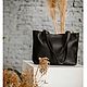 Шоппер из натуральной кожи чёрного цвета, Классическая сумка, Москва,  Фото №1