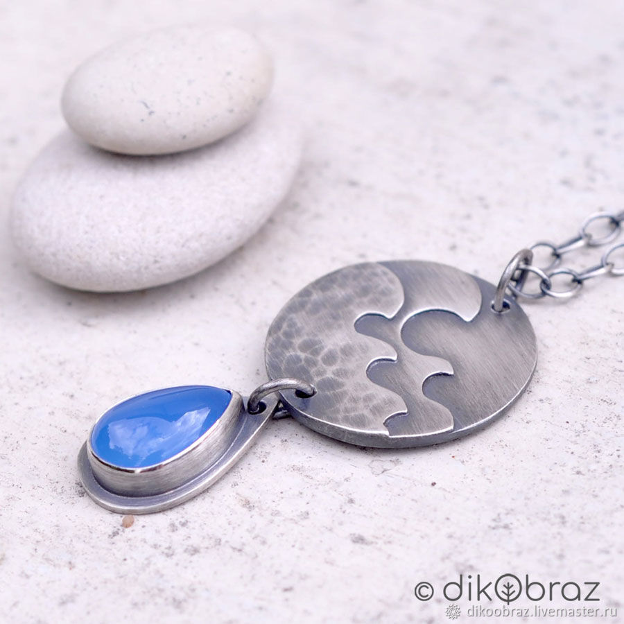Silver Sea pendant, blue chalcedony, Pendant, Moscow,  Фото №1