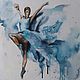 Painting on canvas in watercolor Ballerina (blue white blue). Pictures. Pastelena. Online shopping on My Livemaster.  Фото №2